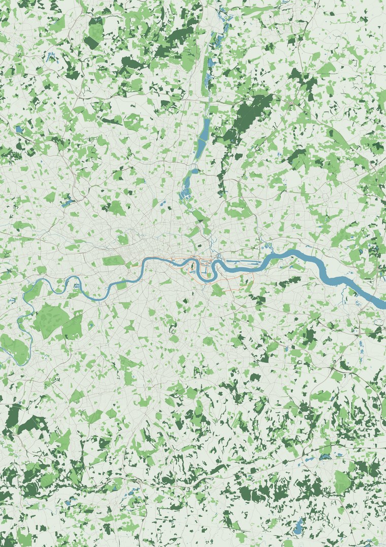 London Marathon route map poster with stat block
