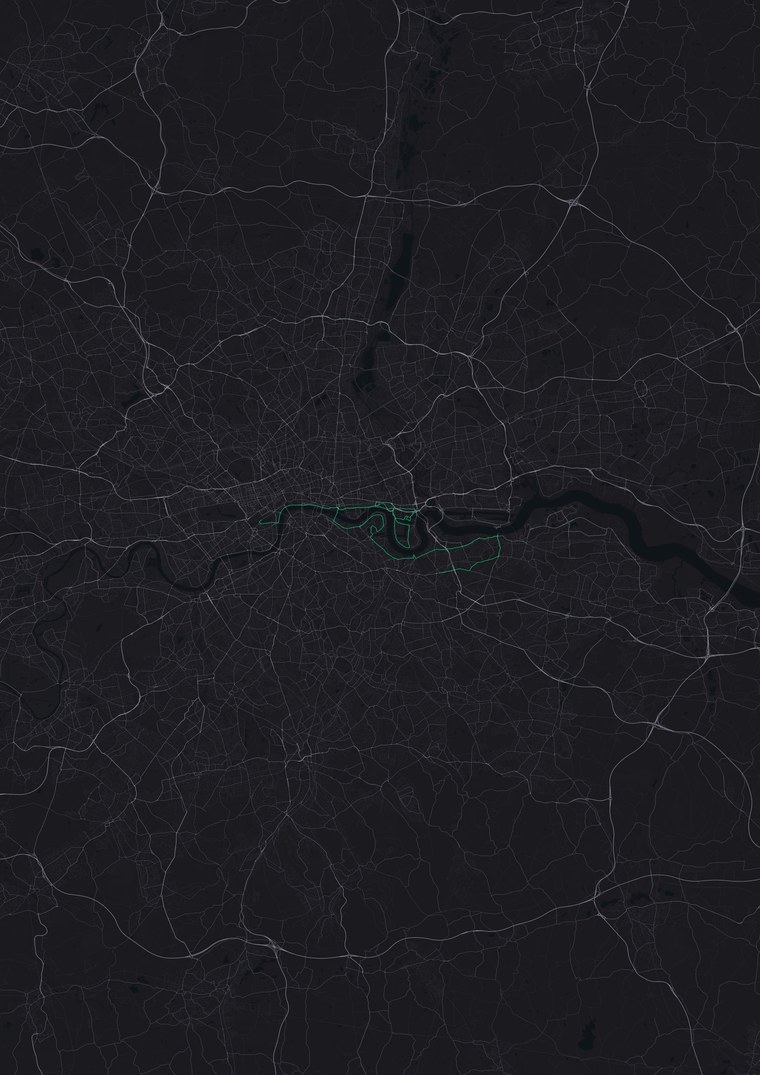 London Marathon route map poster with stats
