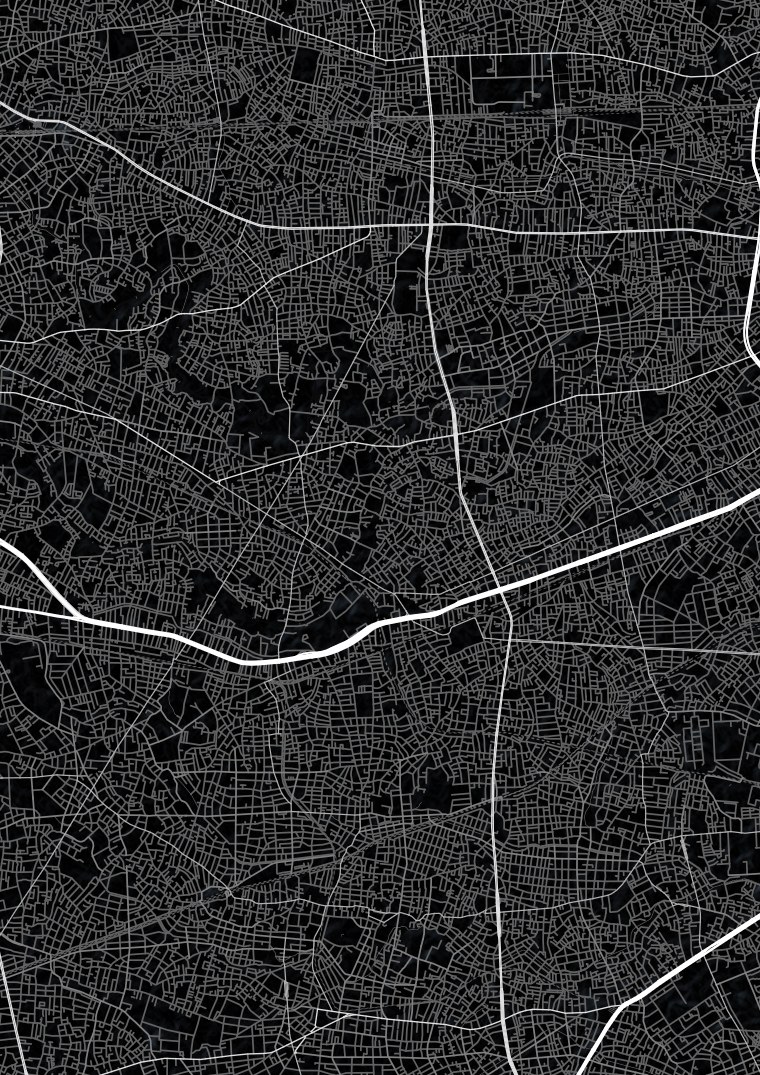 Tokyo map poster in Noir theme